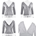 Absobe Women Sexy Deep V Half Sleeve T-shirt Backless Side Split Slim Solid Color 2026 Spring Summer Casual Top Streetwear