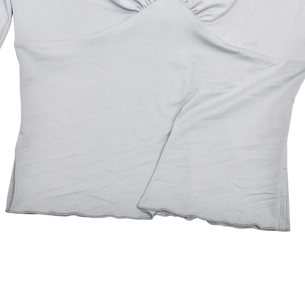 Absobe Women Sexy Deep V Half Sleeve T-shirt Backless Side Split Slim Solid Color 2026 Spring Summer Casual Top Streetwear