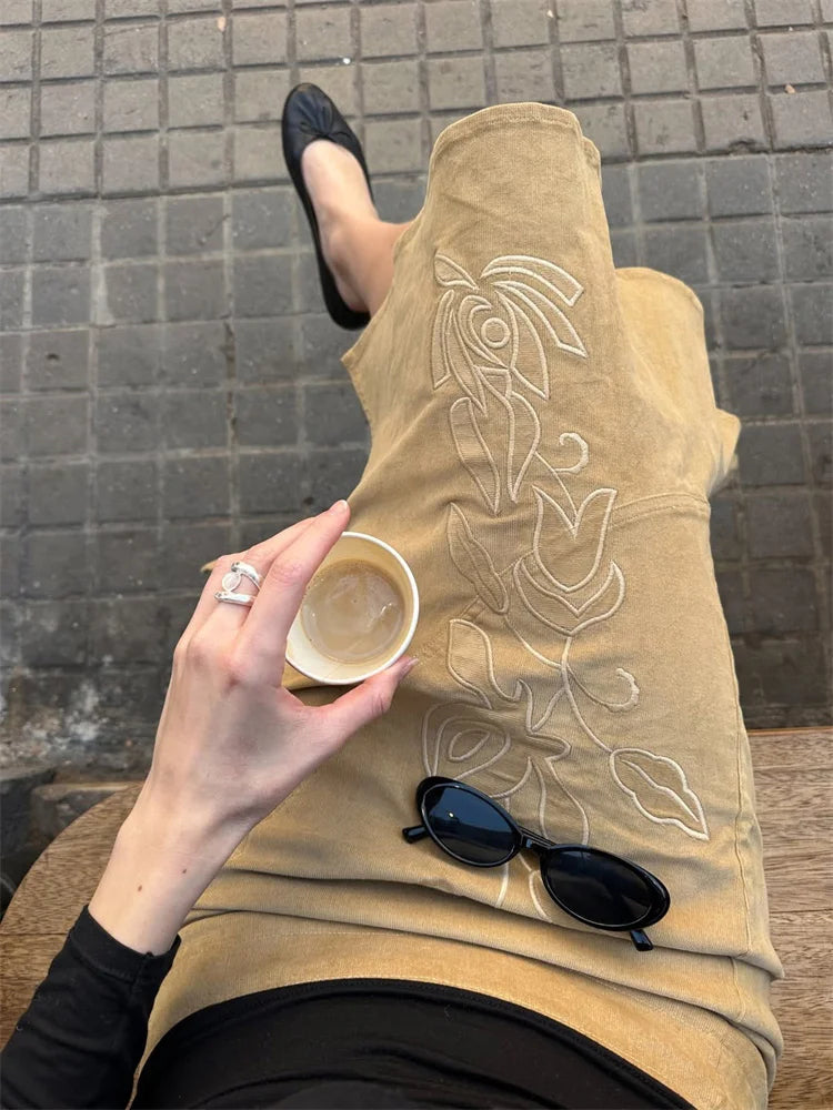Tossy Summer Vintage Printed Long Skirt Female High Waist Commute Side Split Elegant Contrast Clothes Women's Slim Maxi Skirt