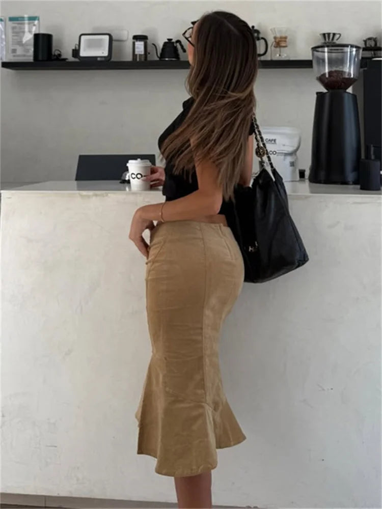 Tossy Summer Vintage Printed Long Skirt Female High Waist Commute Side Split Elegant Contrast Clothes Women's Slim Maxi Skirt